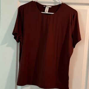 H&M Short Sleeve Crewneck Top in Burgundy